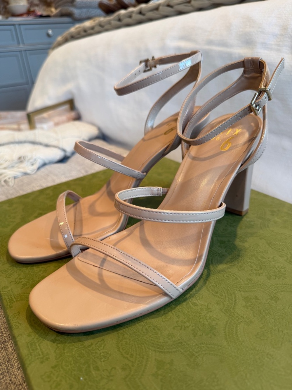 Mix No. 6 Beige Strappy Block Heel Sandals